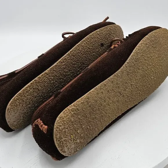 Minnetonka Moccasins Mens Size 8 Brown Suede Slip-On Normcore Western Minimalist - Picture 5 of 7